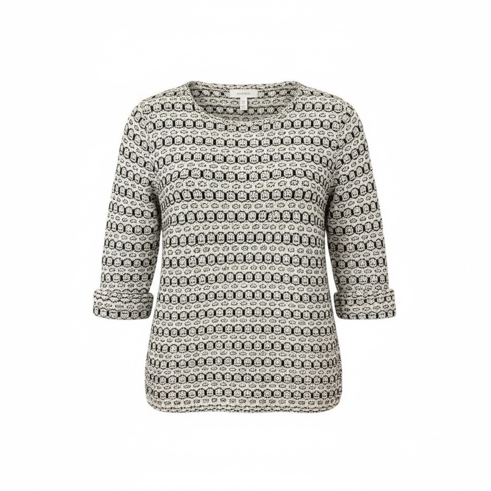 Source Unknown midweight cotton knit tunic, w 1/2 cuffed sleeves , off-white